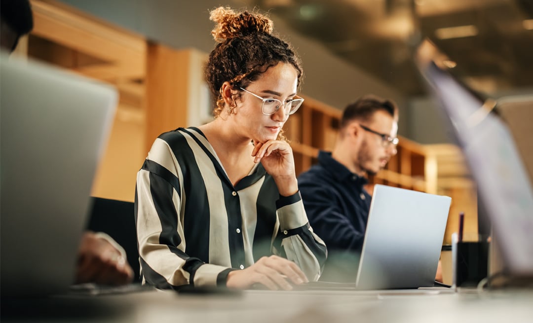 girl working on a laptop